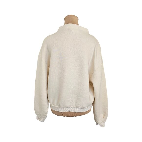 Ba&sh White Cream Cropped Sweater w/ Gold Zip Neckline - Picture 5 of 9